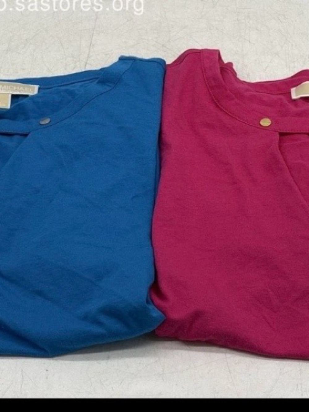 Michael Kors Kids Short Sleeve Crewneck Tees in Blue and Magenta